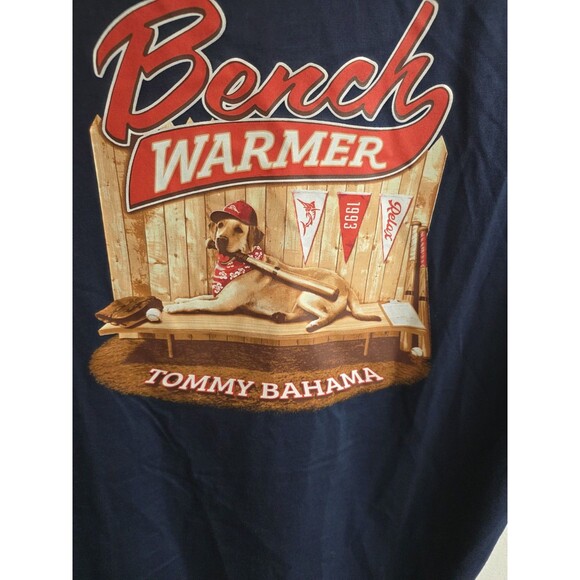 Tommy Bahama Men's Navy Heather Bench Warmer Graphic Crew-Neck Pocket T-Shirt - Picture 7 of 7